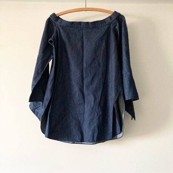 TIBI Chambray Pheasant Top Off‎ The Shoulder 0 - Picture 7 of 8